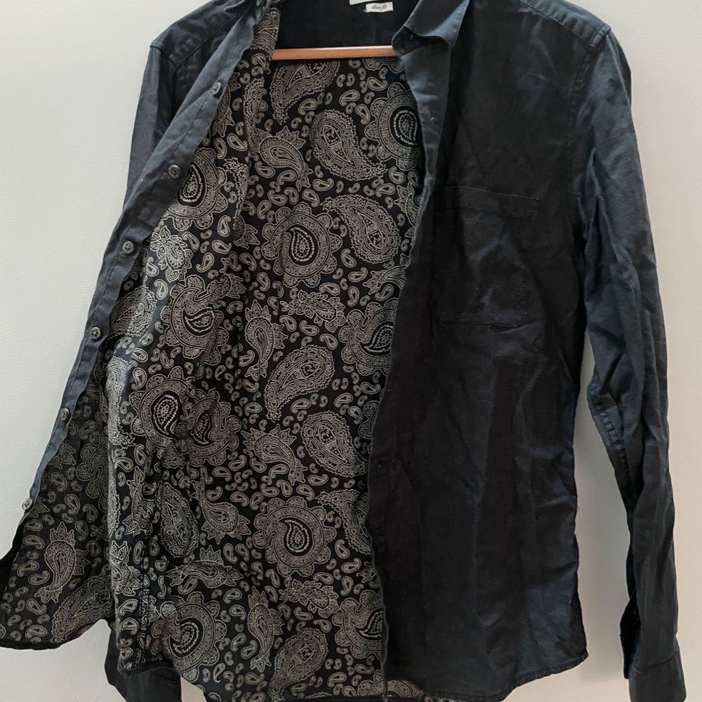 Topman Black Paisley Slimfit Shirt